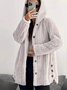 Women Spring/Fall Outerwear Casual Plain Long Sleeve Teddy Fleece Hoodie Jacket
