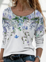 Casual Floral Crew Neck Long Sleeve T-shirt