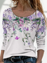 Casual Floral Crew Neck Long Sleeve T-shirt