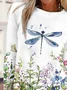 Casual Floral Crew Neck Long Sleeve T-shirt