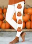 Women Halloween Pumpkin Print Casual All Season Long Leggings