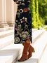 Women Floral Spring/Fall Dress Crew Neck Long Sleeve T-Shirt Dress A-Line Dress