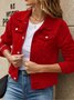 Women Spring/Fall Outerwear Vintage Split Joint Plain Long Sleeve Stand Collar Jacket