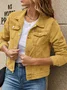 Women Spring/Fall Outerwear Vintage Split Joint Plain Long Sleeve Stand Collar Jacket
