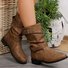 Vintage Plain Slip On Flat Heel Straight Boots