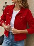 Women Spring/Fall Outerwear Vintage Split Joint Plain Long Sleeve Stand Collar Jacket