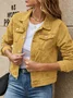 Women Spring/Fall Outerwear Vintage Split Joint Plain Long Sleeve Stand Collar Jacket