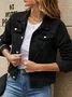 Women Spring/Fall Outerwear Vintage Split Joint Plain Long Sleeve Stand Collar Jacket