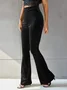 Women Plain Long Elastic Waist Pants Vintage Spring/Fall Trousers