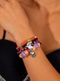 Halloween Funny Skull Rice Bead Bracelet Set Personality Devil Eye Glaze Bat Multi-layer Bracelet