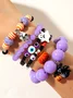 Halloween Funny Skull Rice Bead Bracelet Set Personality Devil Eye Glaze Bat Multi-layer Bracelet