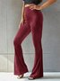 Women Plain Long Elastic Waist Pants Vintage Spring/Fall Trousers