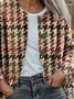 Women Houndstooth Long Sleeve Comfy Vintage Printing Cardigan