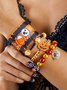 Halloween Funny Skull Rice Bead Bracelet Set Personality Devil Eye Glaze Bat Multi-layer Bracelet