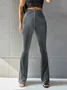 Women Plain Long Elastic Waist Pants Vintage Spring/Fall Trousers