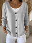 Women Plain Long Sleeve Comfy Casual Cardigan