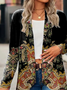 Women Spring/Fall Outerwear Casual Printing Floral Long Sleeve Jacket