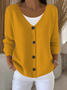 Women Plain Long Sleeve Comfy Casual Cardigan