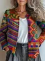 Women Knitted Striped Long Sleeve Comfy Vintage Cardigan