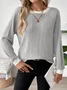 Casual Plain Crew Neck Long Sleeve T-shirt
