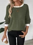 Casual Plain Crew Neck Long Sleeve T-shirt