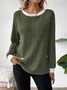 Casual Plain Crew Neck Long Sleeve T-shirt