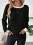 Casual Plain Crew Neck Long Sleeve T-shirt