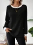 Casual Plain Crew Neck Long Sleeve T-shirt