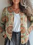 Women Knitted Geometric Long Sleeve Comfy Vintage Cardigan