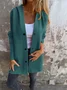 Women Spring/Fall Outerwear Vintage Split Joint Plain Long Sleeve Stand Collar Jacket