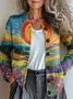 Women Knitted Striped Long Sleeve Comfy Vintage Cardigan