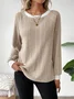 Casual Plain Crew Neck Long Sleeve T-shirt