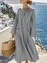 Women Plain Spring/Fall Split Joint Dress Crew Neck Long Sleeve Tank A-Line Dress