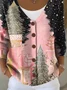 Women Knitted Christmas Long Sleeve Comfy Vintage Cardigan