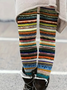 Women Abstract Stripes Casual All Season Printing Long Leggings