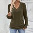 Casual Plain V Neck Long Sleeve T-shirt