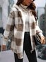 Women Spring/Fall Outerwear Vintage Split Joint Plaid Long Sleeve Hooded Jacket