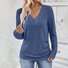 Casual Plain V Neck Long Sleeve T-shirt