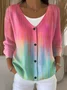Women Abstract Long Sleeve Comfy Casual Printing Cardigan