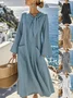 Women Plain Spring/Fall Split Joint Dress Crew Neck Long Sleeve Tank A-Line Dress
