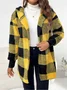 Women Spring/Fall Outerwear Vintage Split Joint Plaid Long Sleeve Hooded Jacket