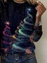 Vintage Christmas Tree Crew Neck Long Sleeve T-shirt