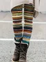 Women Abstract Stripes Casual All Season Printing Long Leggings