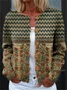 Women Knitted Geometric Long Sleeve Comfy Vintage Cardigan
