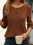 Casual Plain Crew Neck Long Sleeve T-shirt