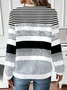 Casual Crew Neck Striped Sweatshirt Printing