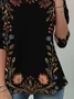 Casual Floral Crew Neck Long Sleeve T-shirt