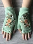 Knitted Boho Floral Autumn And Winter Ins Embroidered Women's Warm Gloves Bee Flower Adult Knitted Gloves Embroidered Wool Gloves