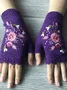 Knitted Boho Floral Autumn And Winter Ins Embroidered Women's Warm Gloves Bee Flower Adult Knitted Gloves Embroidered Wool Gloves