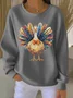 Casual Crew Neck Turkey Sweatshirt